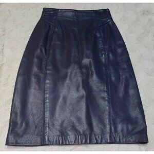 Maxima for Bergdorf Goodman Women's Size 2 Purple/Blue Leather Pencil Skirt
